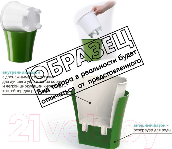 Изображение товара Вазон Santino Arte / ART50MNT/WHT двойной  (ментоловый/белый)