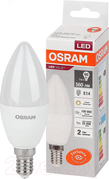 Изображение товара Лампа Osram LED Value В60 7Вт Е14 3000К / 4058075578883