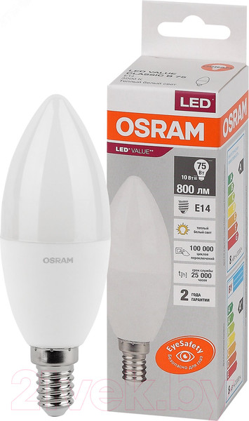 Изображение товара Лампа Osram LED Value В75 10Вт Е14 3000К / 4058075579125