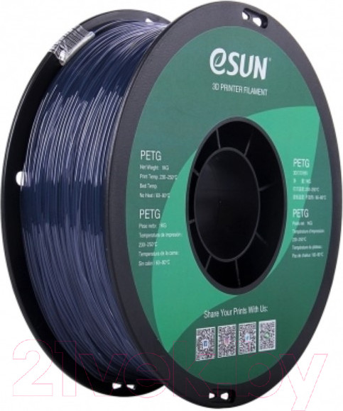Изображение товара Пластик для 3D-печати eSUN PETG / PETG175H1 (1.75мм, серый)
