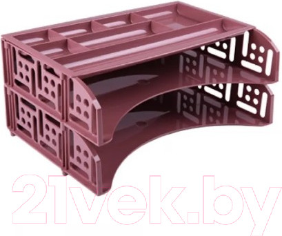 Изображение товара Лоток для бумаг Стамм Field Agra / ЛТ698 (2шт, органайзер, бордовый)