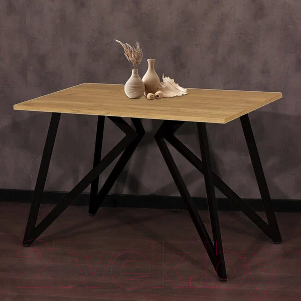 Изображение товара Обеденный стол Millwood Женева Л18 120x70 (дуб золотой Craft/металл черный)
