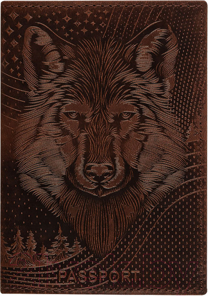 Изображение товара Обложка на паспорт OfficeSpace Волк / 339856 (коричневый)