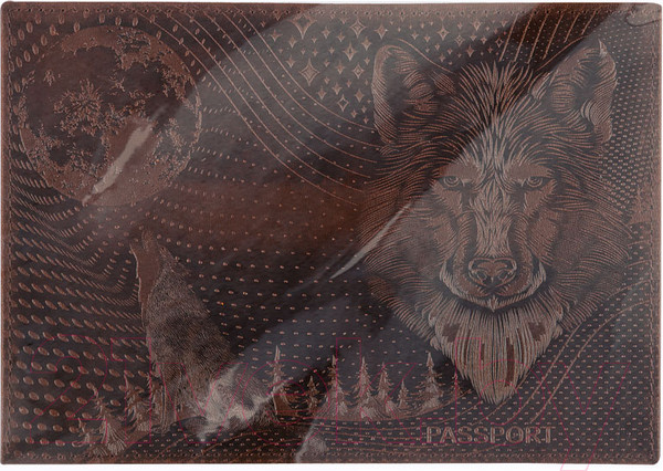 Изображение товара Обложка на паспорт OfficeSpace Волк / 339856 (коричневый)