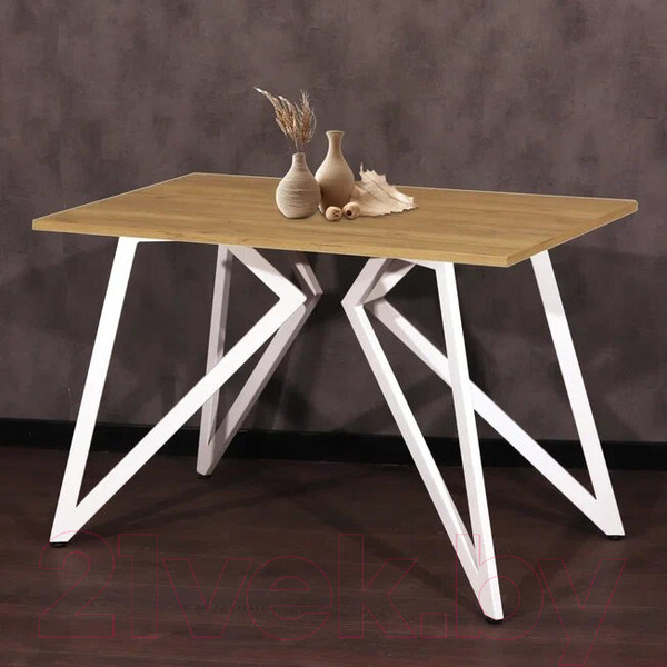 Изображение товара Обеденный стол Millwood Женева Л18 130x80 (дуб золотой Craft/металл белый)