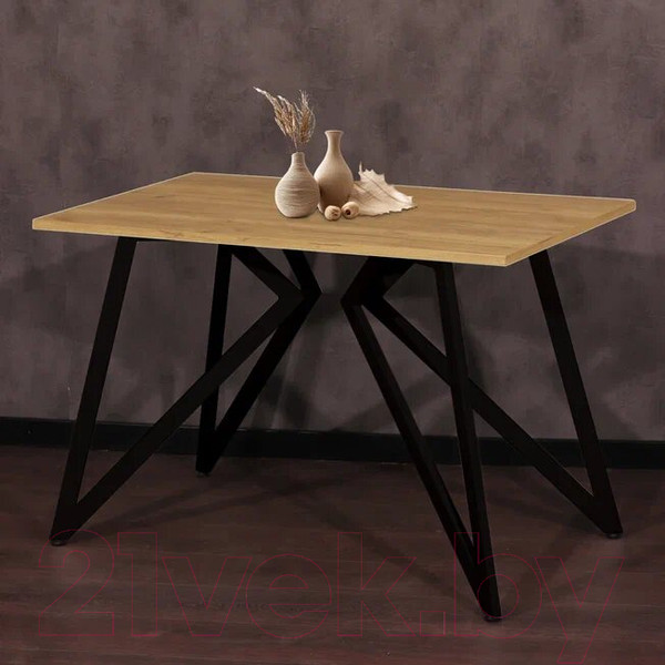 Изображение товара Обеденный стол Millwood Женева Л18 130x80 (дуб золотой Craft/металл черный)