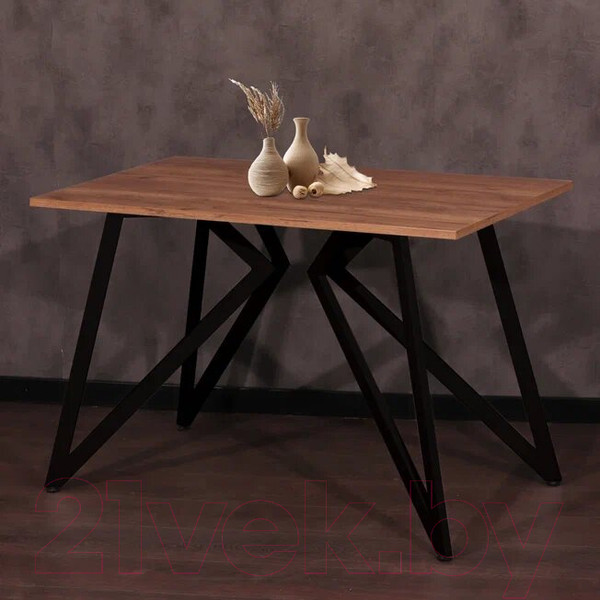 Изображение товара Обеденный стол Millwood Женева Л18 130x80 (дуб табачный Craft/металл черный)