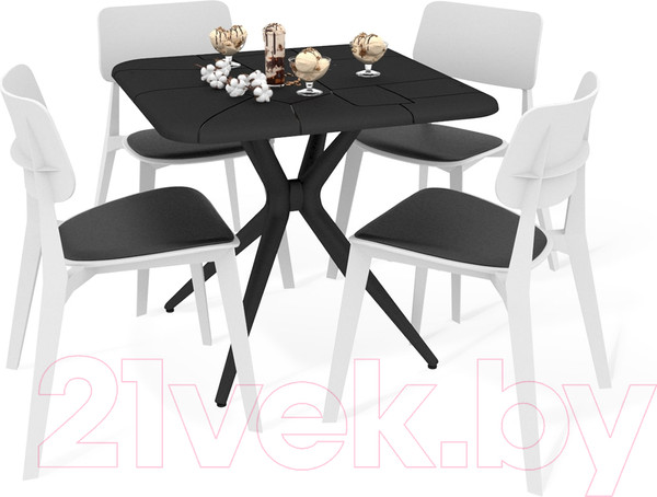 Изображение товара Комплект садовой мебели Sheffilton SHT-DS194 (черный/белый/черный)