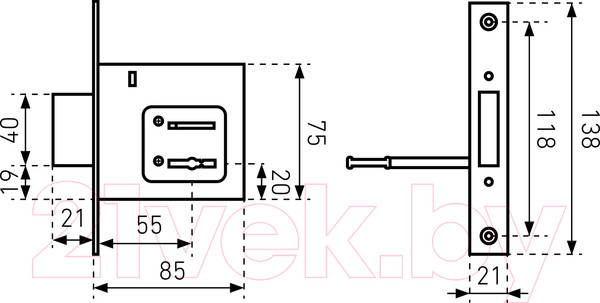 Изображение товара Замок врезной Птимаш ЗВ8-4.1 / 12127