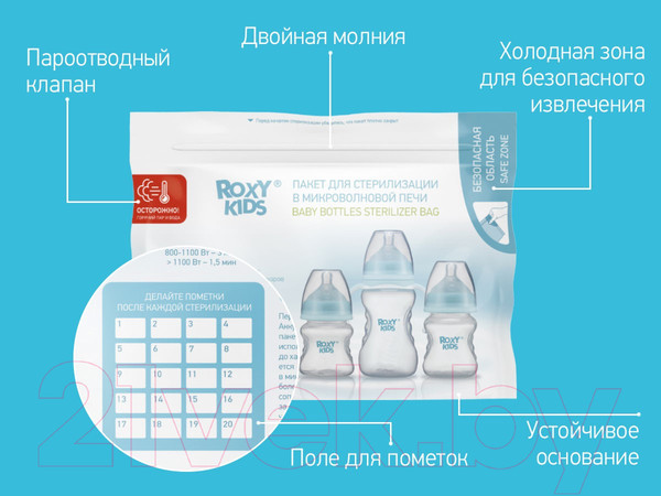 Изображение товара Пакет для стерилизации в СВЧ-печи Roxy-Kids Для стерилизации / RPCK-003 (5шт)