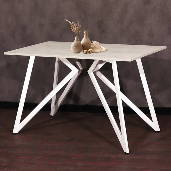 Изображение товара Обеденный стол Millwood Женева Л18 160x80 (дуб белый Craft/металл белый)