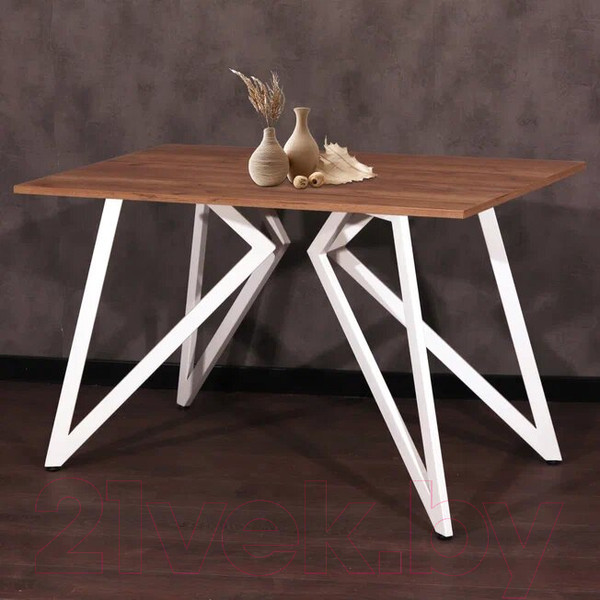 Изображение товара Обеденный стол Millwood Женева Л18 160x80 (дуб табачный Craft/металл белый)
