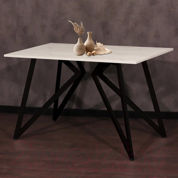 Изображение товара Обеденный стол Millwood Женева Л18 160x80 (дуб белый Craft/металл черный)