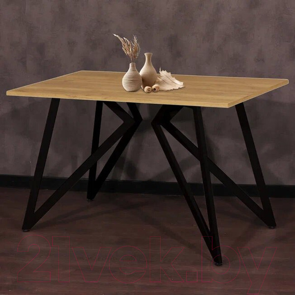 Изображение товара Обеденный стол Millwood Женева Л18 160x80 (дуб золотой Craft/металл черный)