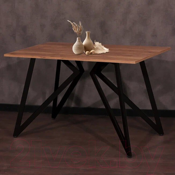 Изображение товара Обеденный стол Millwood Женева Л18 160x80 (дуб табачный Craft/металл черный)