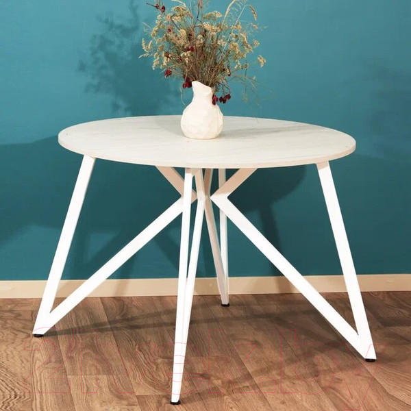 Изображение товара Обеденный стол Millwood Женева Л18 D100 (дуб белый Craft/металл белый)