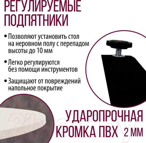 Изображение товара Обеденный стол Millwood Женева Л18 D90 (дуб белый Craft/металл черный)