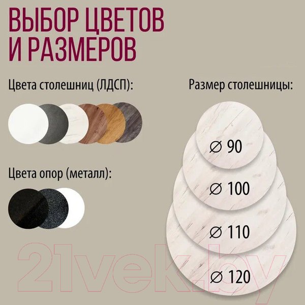Изображение товара Обеденный стол Millwood Женева Л18 D90 (дуб белый Craft/металл черный)