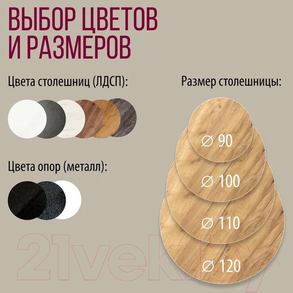 Изображение товара Обеденный стол Millwood Женева Л18 D100 (дуб золотой Craft/металл черный)