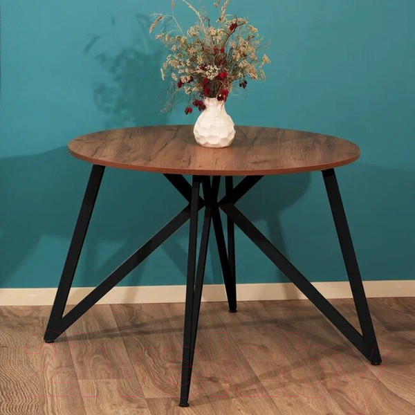 Изображение товара Обеденный стол Millwood Женева Л18 D100 (дуб табачный Craft/металл черный)