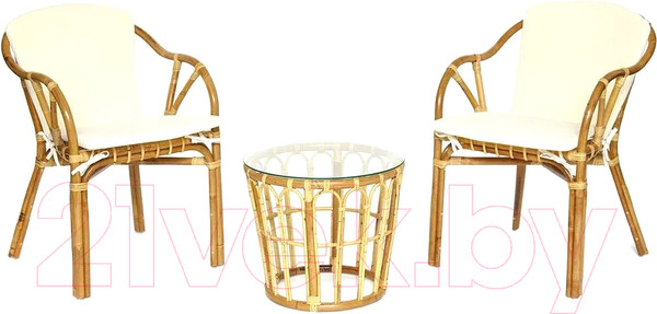 Изображение товара Комплект садовой мебели Tetchair Akira с подушкой (натуральный)