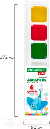 Изображение товара Акварельные краски Brauberg Kids / 192281 (6цв)