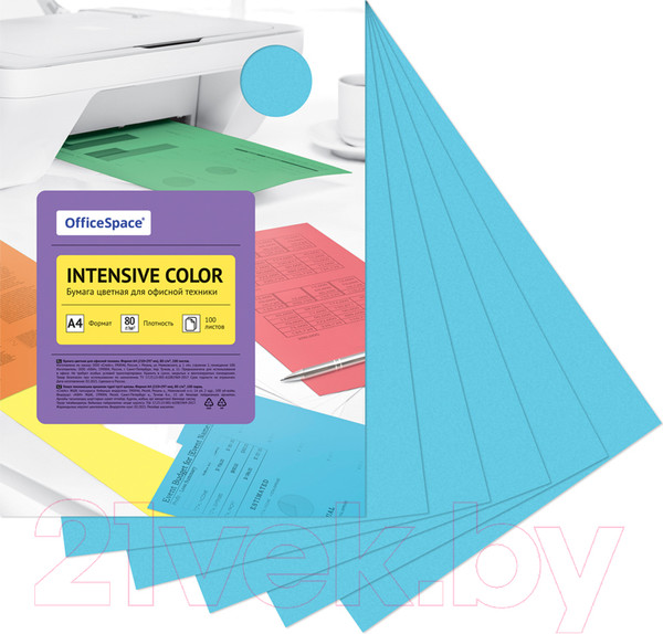 Изображение товара Бумага OfficeSpace Intensive Color A4 / IC_38226 (100л, голубой)