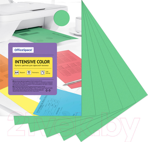 Изображение товара Бумага OfficeSpace Intensive Color A4 / IC_38228 (100л, зеленый)