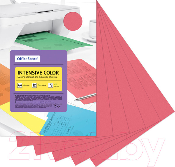Изображение товара Бумага OfficeSpace Intensive Color A4 / IC_38230 (100л, красный)