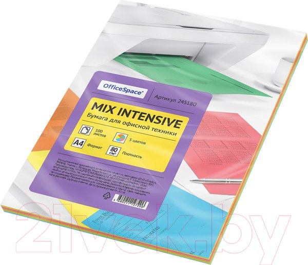 Изображение товара Бумага OfficeSpace Intensive Mix / 245180 (100л, 5цв)