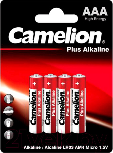 Изображение товара Комплект батареек Camelion LR03 Plus Alkaline BL-4 / LR03-BP4