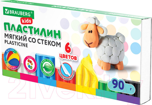 Изображение товара Пластилин восковой Brauberg Kids / 106493 (6цв)