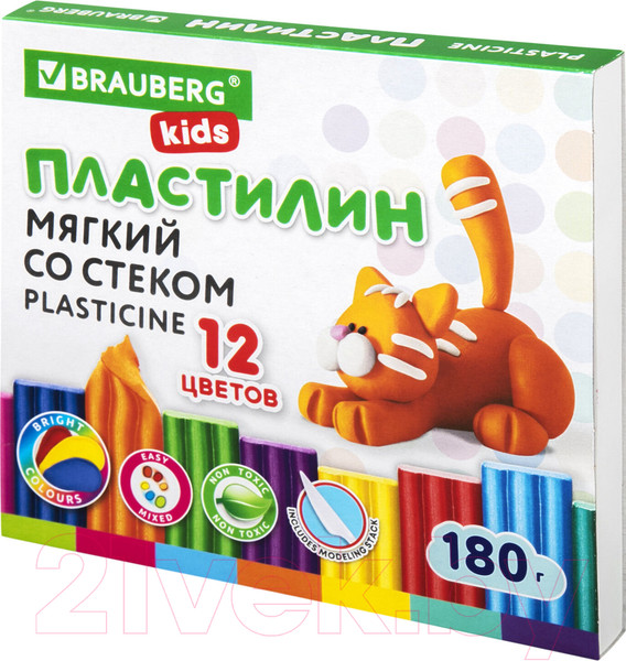 Изображение товара Пластилин восковой Brauberg Kids / 106495 (12цв)
