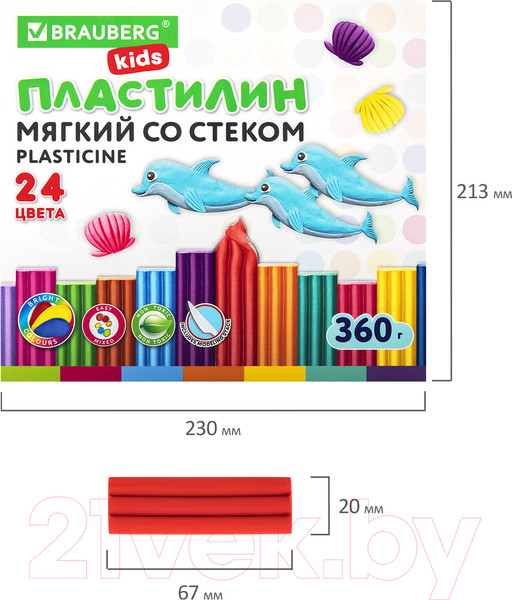 Изображение товара Пластилин восковой Brauberg Kids / 106498 (24цв)