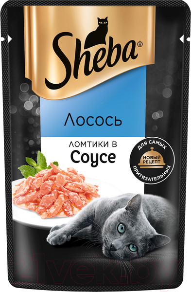 Изображение товара Влажный корм для кошек Sheba Ломтики в соусе. Лосось (75г)
