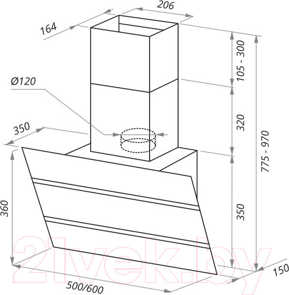 Изображение товара Вытяжка наклонная Maunfeld Bridge Line 60 (сатин/черный)