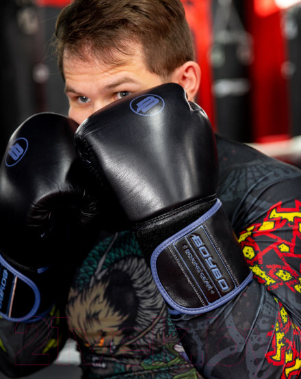 Изображение товара Боксерские перчатки BoyBo Rage (10oz, черный/синий)