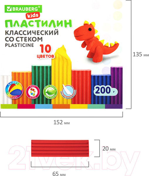 Изображение товара Пластилин Brauberg Kids / 106504 (10цв)