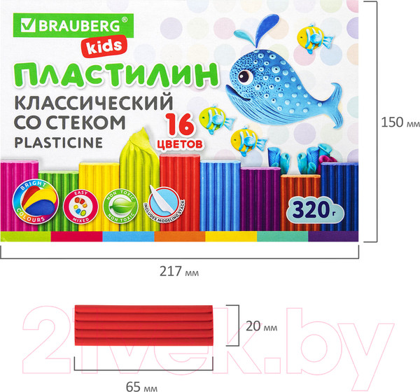 Изображение товара Пластилин Brauberg Kids / 106508 (16цв)
