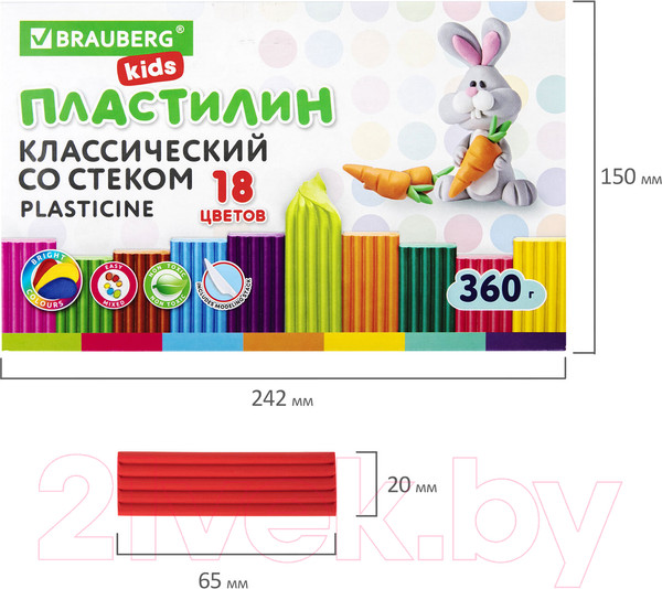 Изображение товара Пластилин Brauberg Kids / 106510 (18цв)