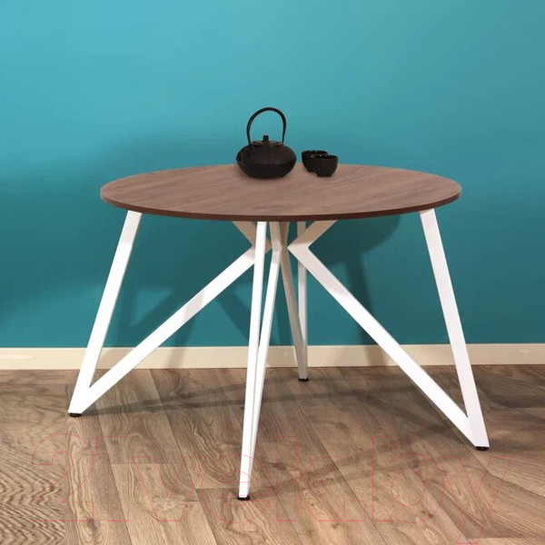 Изображение товара Обеденный стол Millwood Женева Л18 D110 (дуб табачный Craft/металл белый)