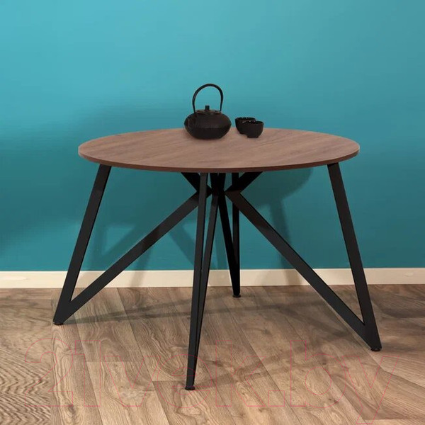 Изображение товара Обеденный стол Millwood Женева Л18 D110 (дуб табачный Craft/металл черный)