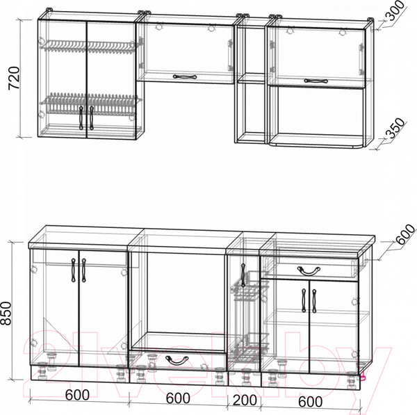 Изображение товара Кухонный гарнитур Интерлиния Мила Крафт 2.0 (дуб английский)