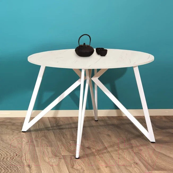 Изображение товара Обеденный стол Millwood Женева Л18 D120 (дуб белый Craft/металл белый)