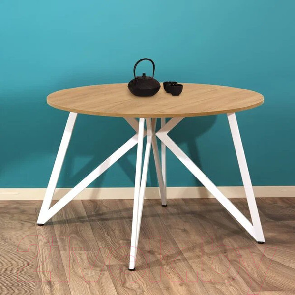 Изображение товара Обеденный стол Millwood Женева Л18 D120 (дуб золотой Craft/металл белый)