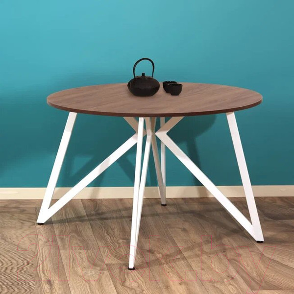 Изображение товара Обеденный стол Millwood Женева Л18 D120 (дуб табачный Craft/металл белый)