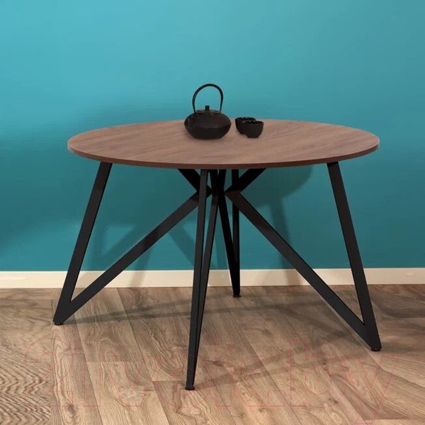 Изображение товара Обеденный стол Millwood Женева Л18 D120 (дуб табачный Craft/металл черный)