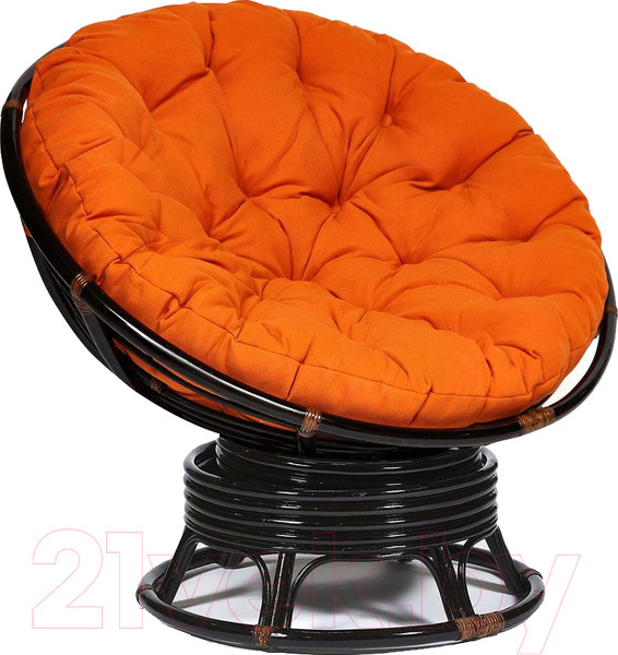 Изображение товара Кресло-качалка Tetchair Papasan W 23/01 B с подушкой (античный черно-коричневый/оранжевый)