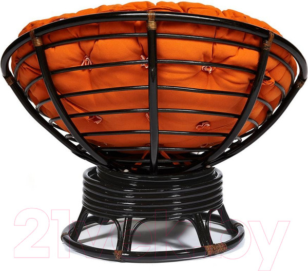 Изображение товара Кресло-качалка Tetchair Papasan W 23/01 B с подушкой (античный черно-коричневый/оранжевый)
