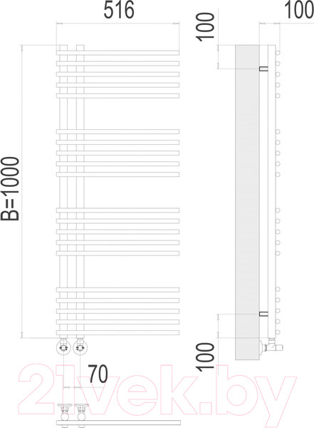 Изображение товара Полотенцесушитель водяной Terminus Астра П20 70x1000